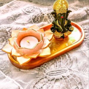 Resinarticrafts Resin Tea Light Holder Set with Ganapati ji